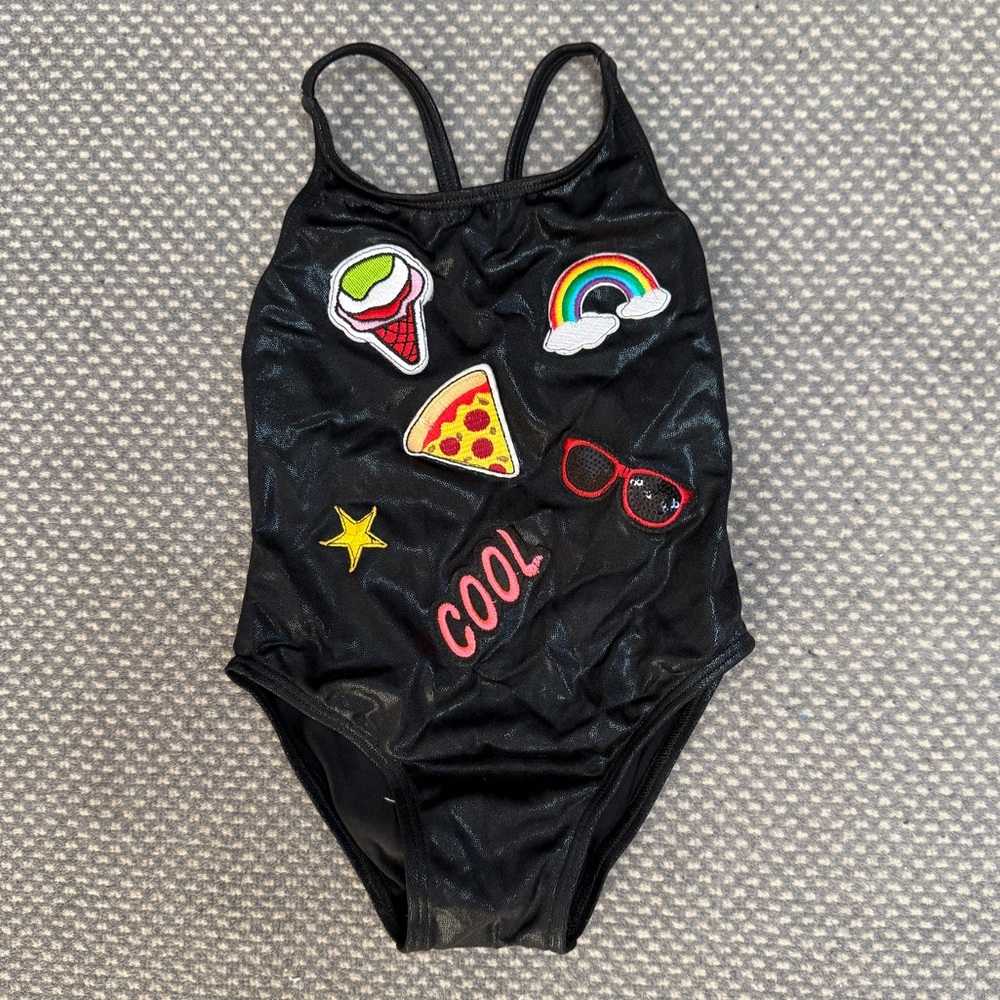 Random Hearts Swimsuit with Fun Patches